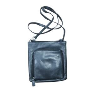 Fossil black leather small crossbody bag purse